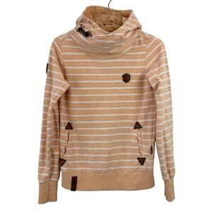 Naketano Striped Cowl Neck Hoodie with‎ Pockets Casual Pullover Top Size S